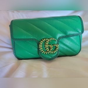 Gucci super mini GG marmont, two tone green